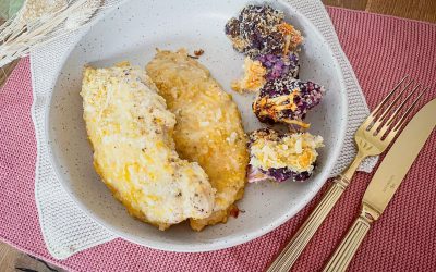 Hähnchenbrustfilet mit Parmesankruste und gerösteten Blumenkohl 